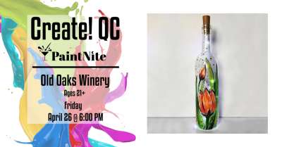 Image for Paint Nite Spring Tulip Wine Bottle with Fairy Lights at Old Oaks Winery 